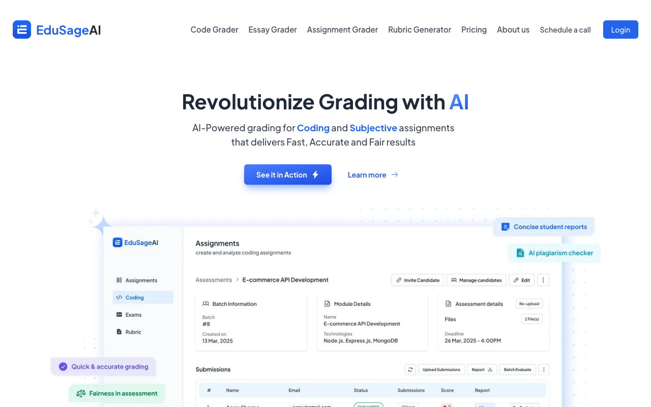 EduSageAI - Revolutionize grading with AI for faster and fair assessments AI grading education