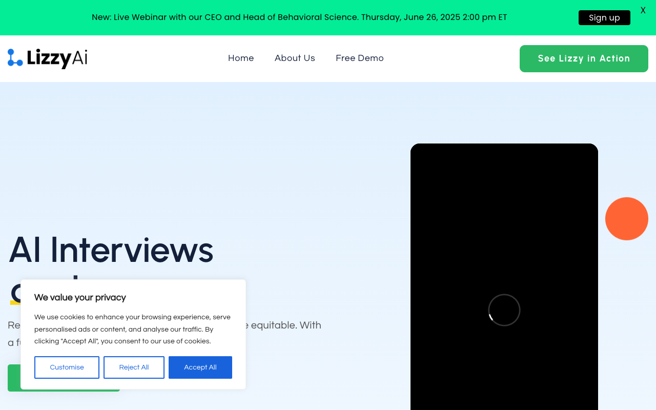 LizzyAI - An autonomous AI recruiter that conducts 24/7 interactive interviews AI recruitment interviews