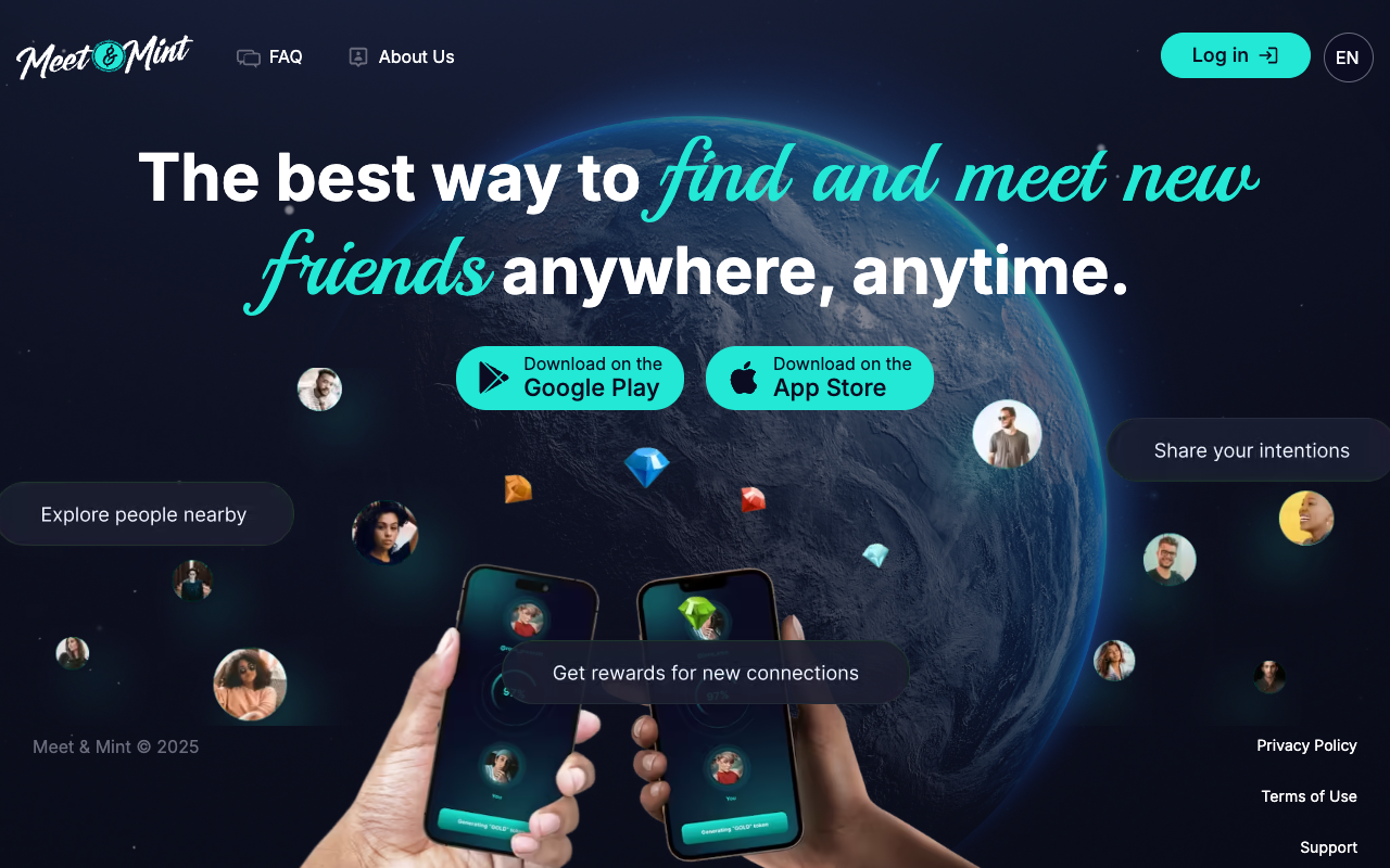 Meet & Mint - A mobile app that rewards real-life meetups with NFT rewards mobile-app NFTs crypto