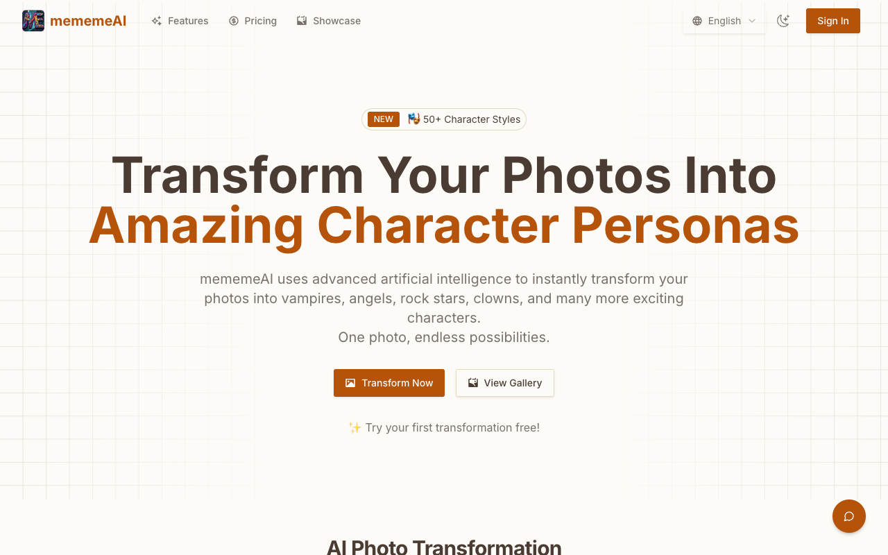 MeMeMe AI - Transform your photos into 50+ character styles with advanced AI technology