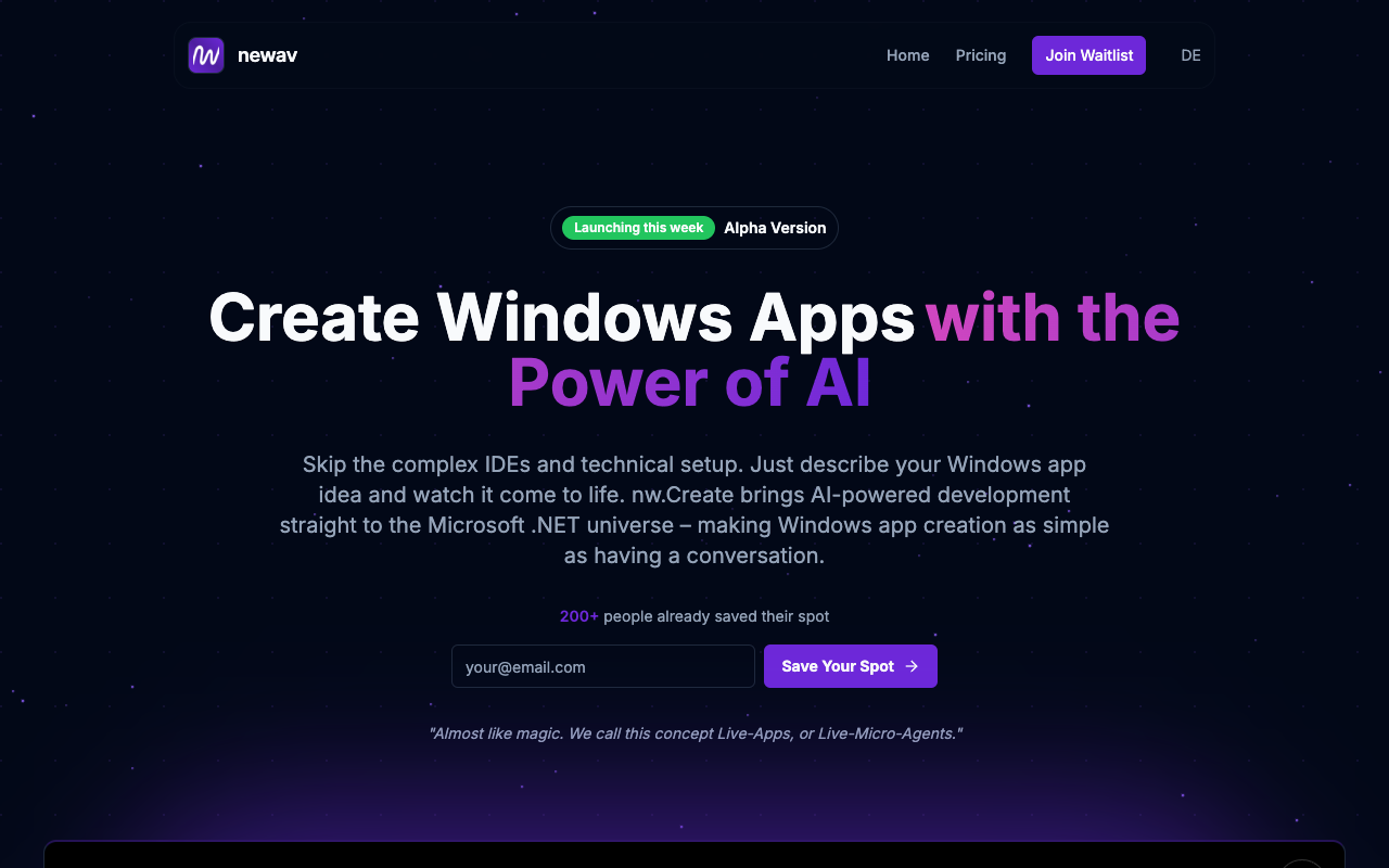nw.Create - Create Windows Apps with the Power of AI Windows AI app-development
