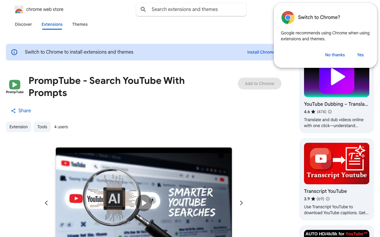 PrompTube - Search YouTube With Prompts: An AI tool to find videos using natural language