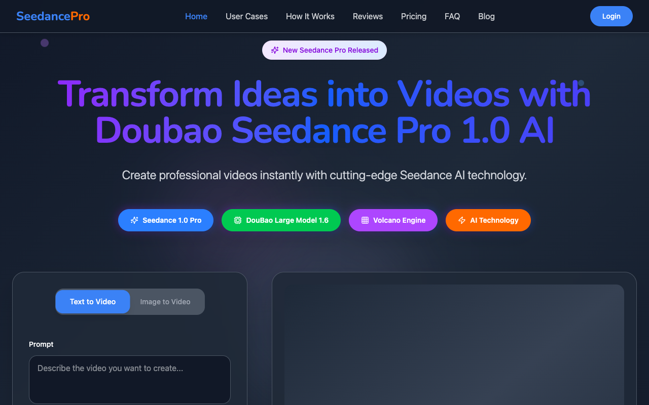 Seedance Pro - Create stunning AI videos from text or images