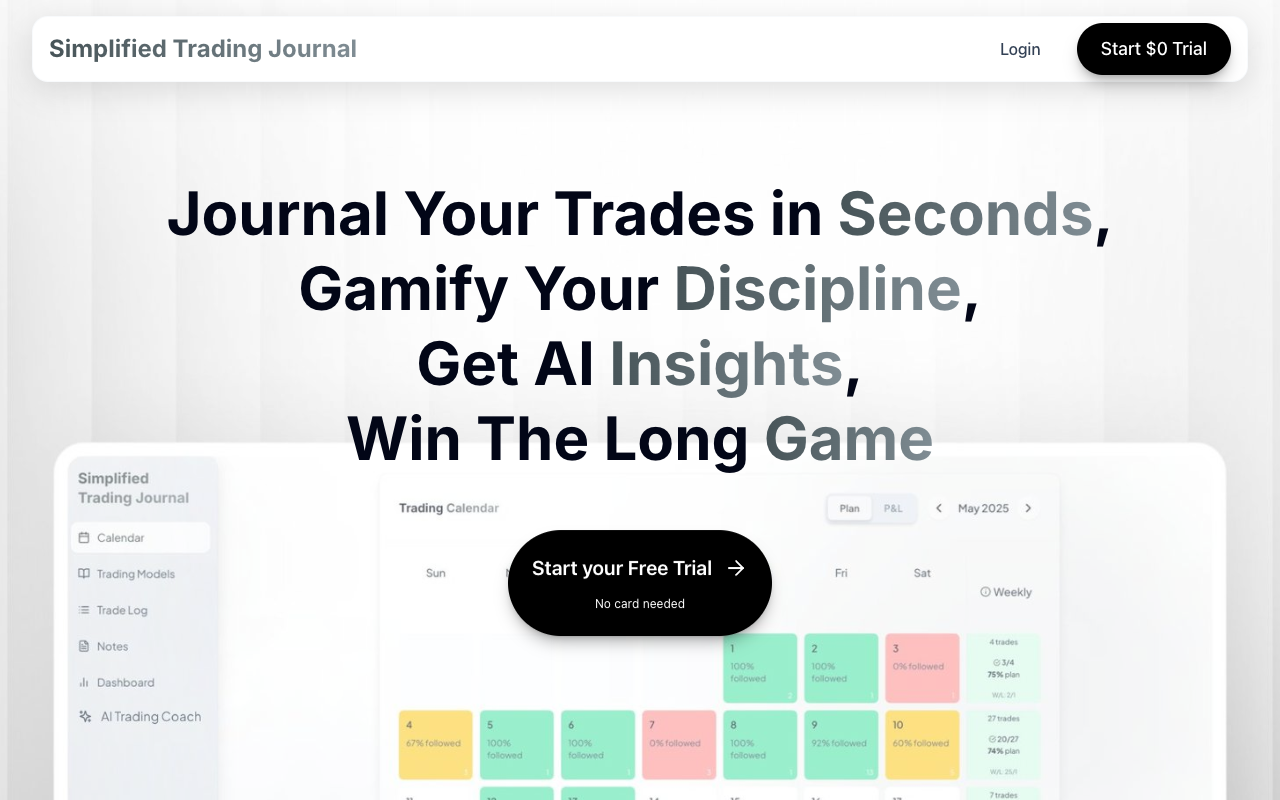 Simplified Trading Journal - A tool to enhance your trading skills and discipline