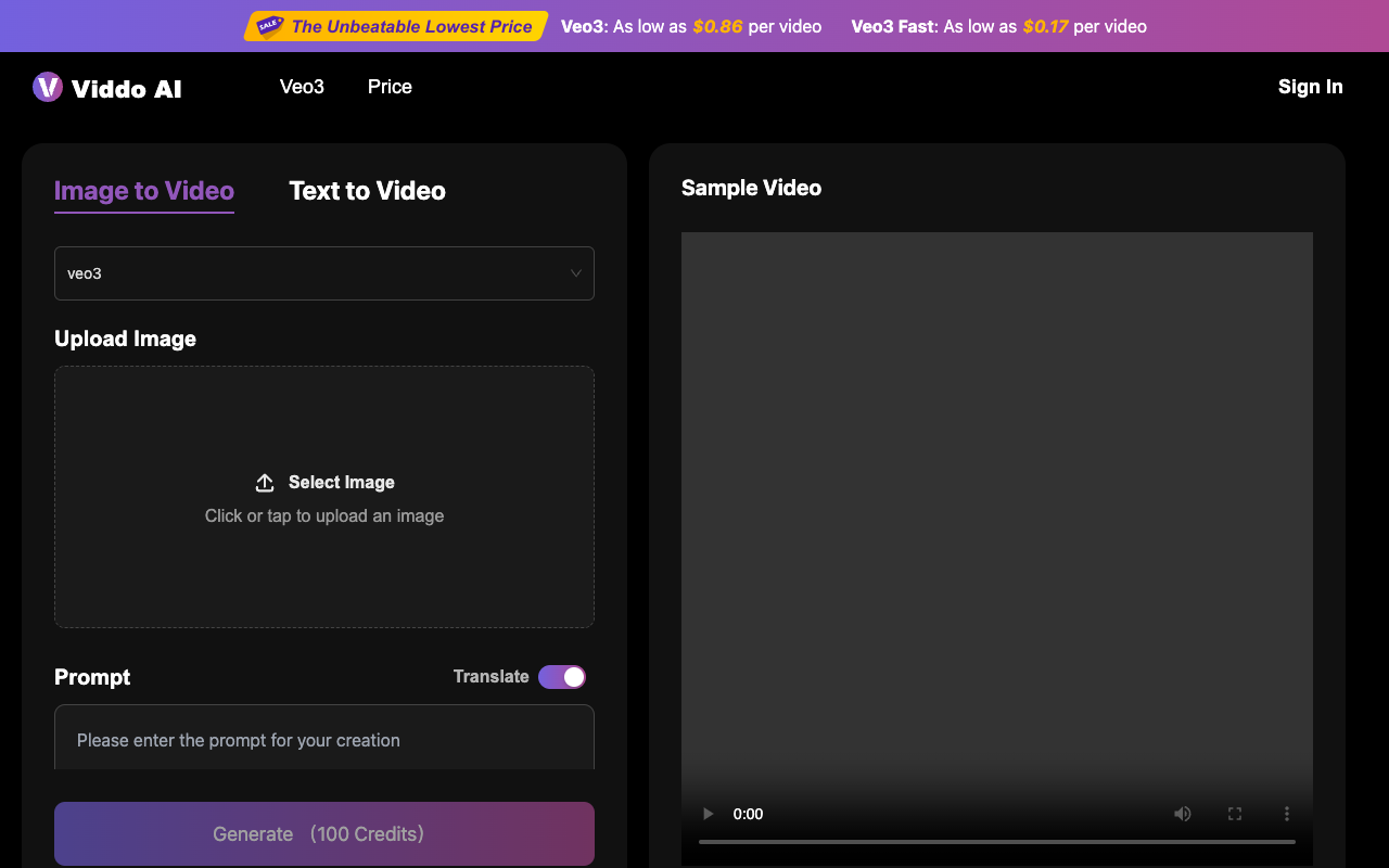 Viddo AI Video Generator - An affordable platform for creating stunning AI-generated videos video-generation AI Veo3