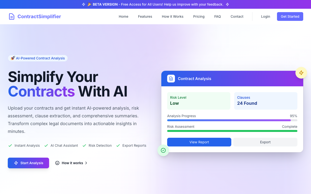 ContractSimplifier - An AI tool for easy contract analysis and risk assessment