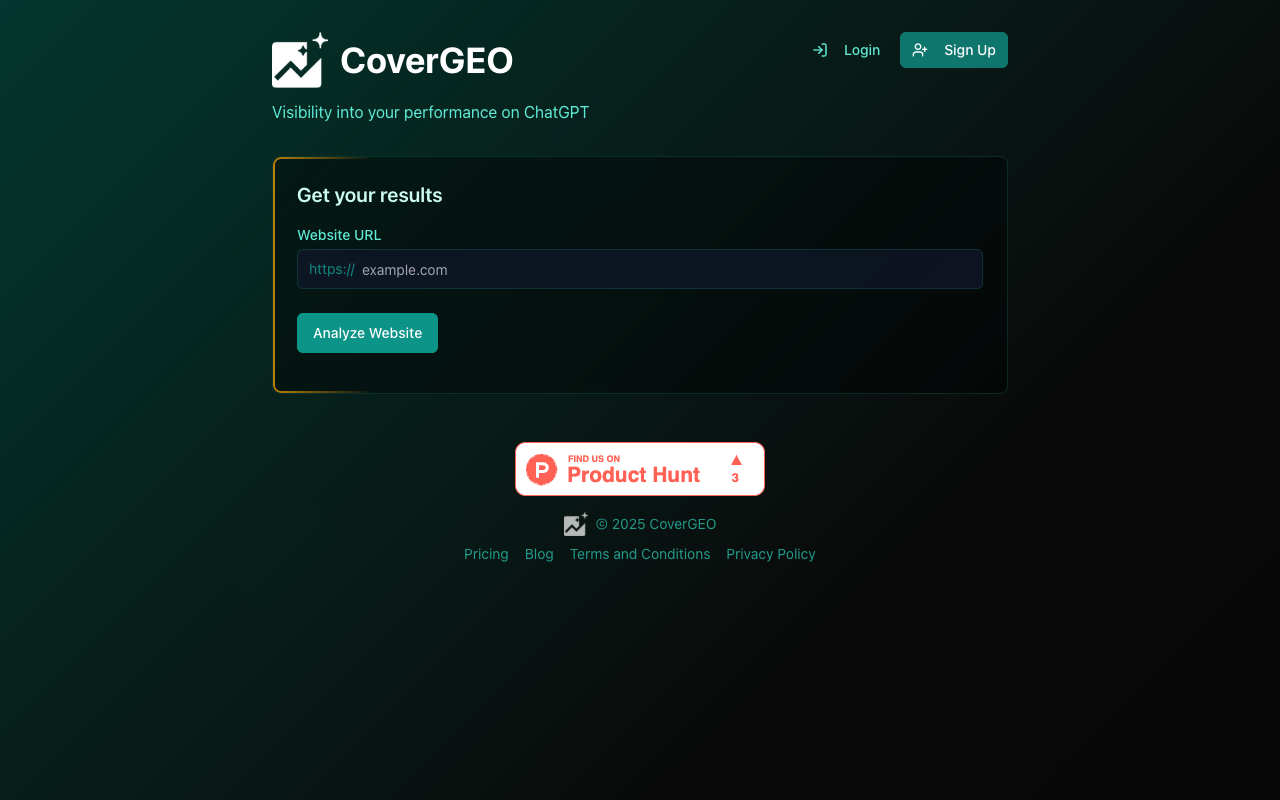 CoverGEO - Instant Generative AI brand results for businesses