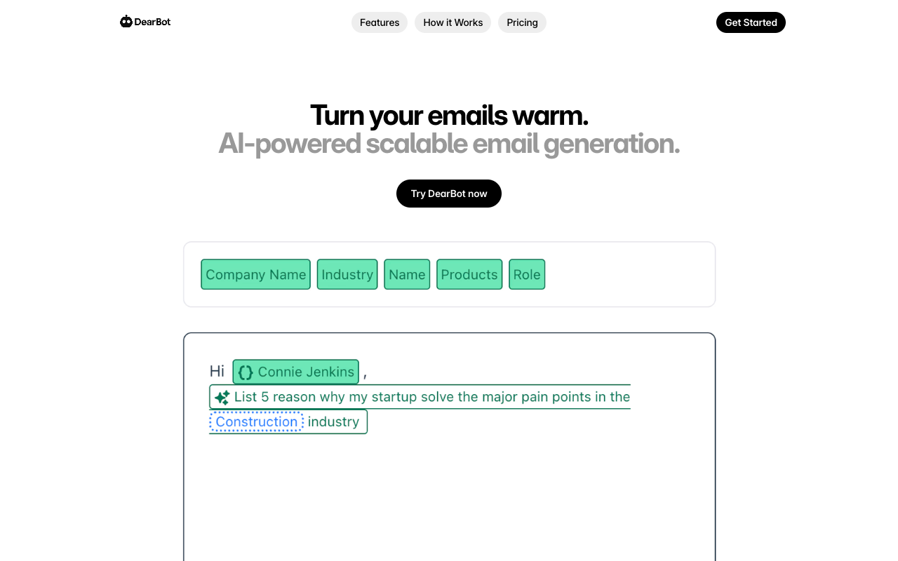 DearBot - Generate warm emails with AI at scale