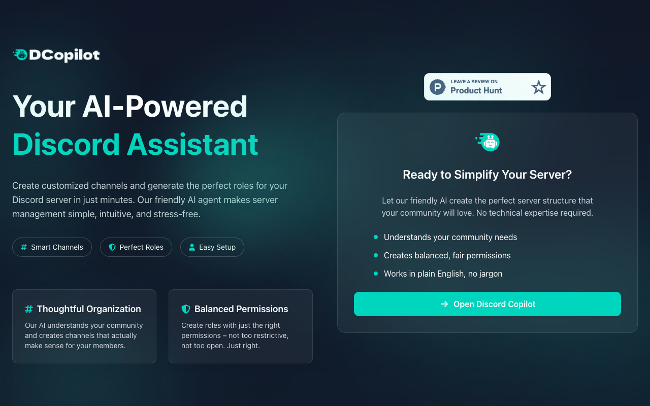 Discord Copilot - Your AI-Powered Assistant for Effortless Discord Server Management