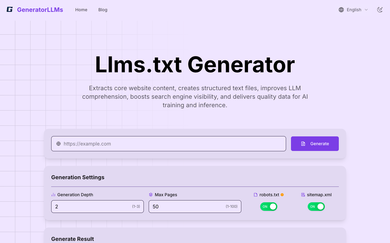 GeneratorLLMs - A tool that creates llms.txt files to enhance AI understanding of your website