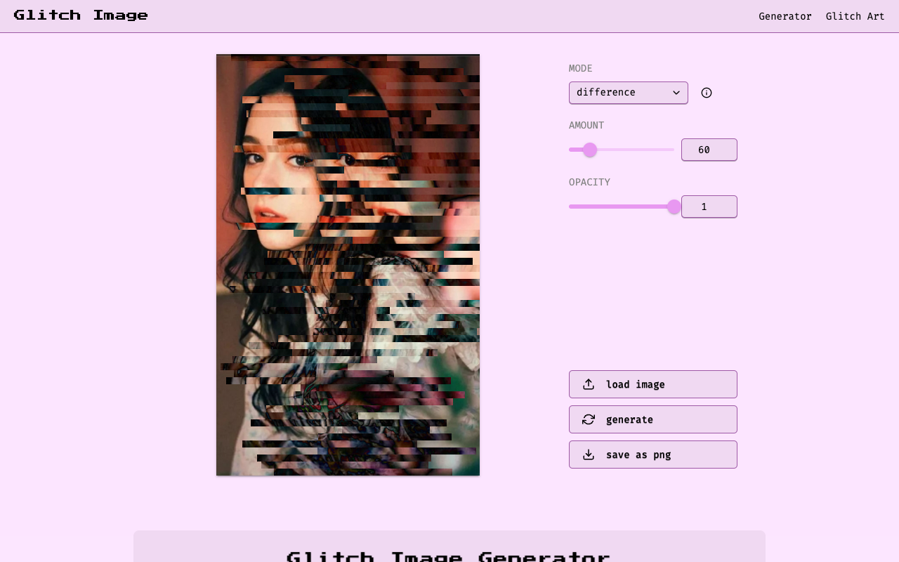Glitch Image Generator - Create stunning glitch art online for free