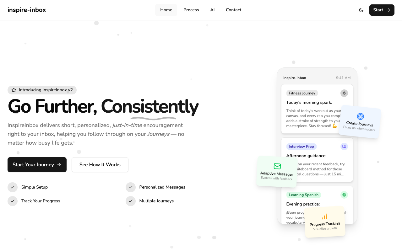 Inspire Inbox - An AI-powered motivator delivering personalized motivational nudges