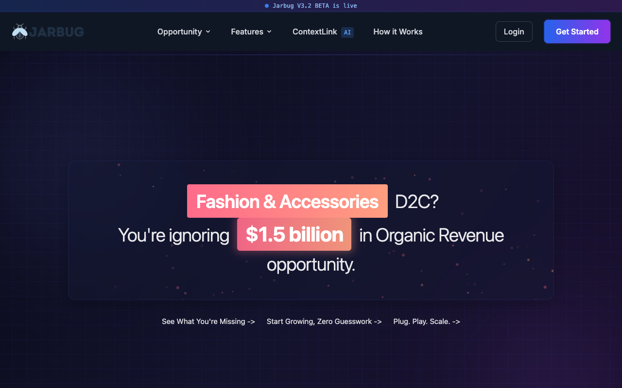 JARBUG - An AI-Powered SEO Platform Helping D2C Brands Capture Missed Revenue