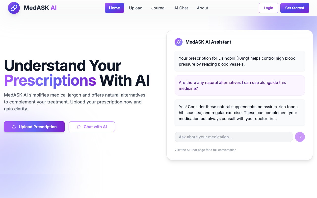MedASK AI - Analyze Your Prescription with AI and Track Your Health Easily health AI prescriptions