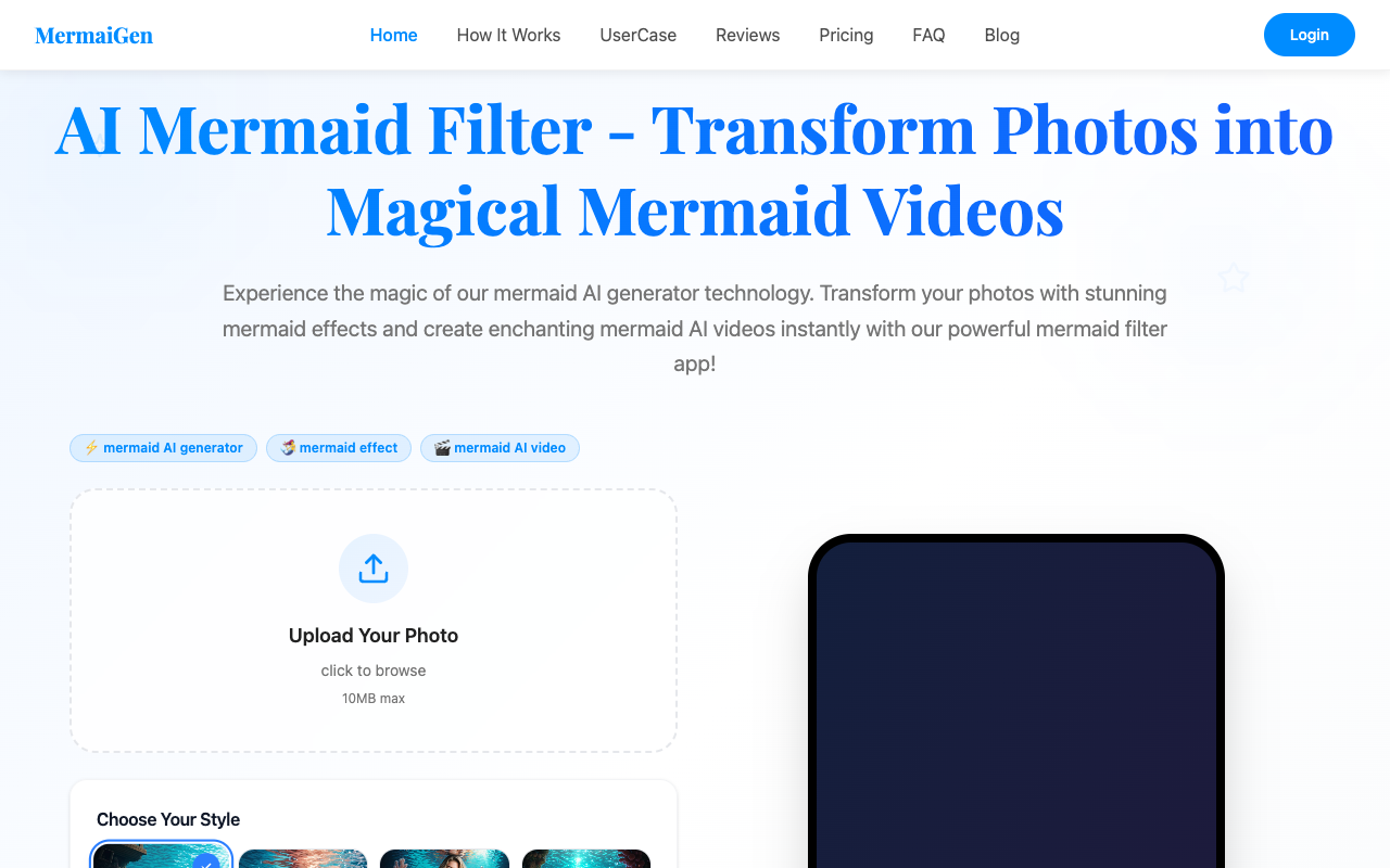 Mermaid AI Generator - Turn your photo into a magical mermaid with AI