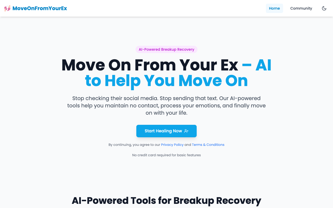 MoveOnFromYourEx - AI-powered breakup recovery to help you heal smarter and move on faster