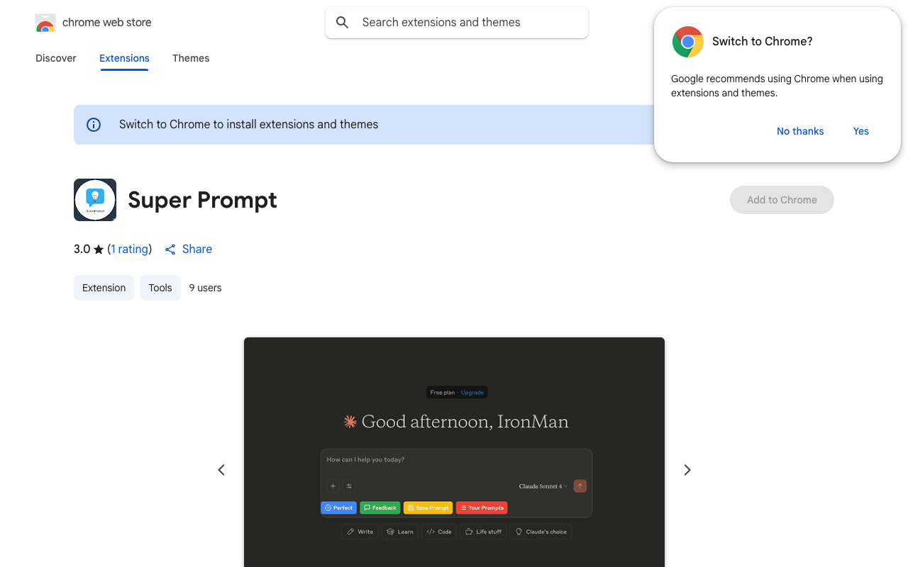 Super Prompt - A free Chrome extension that enhances your AI prompts effortlessly