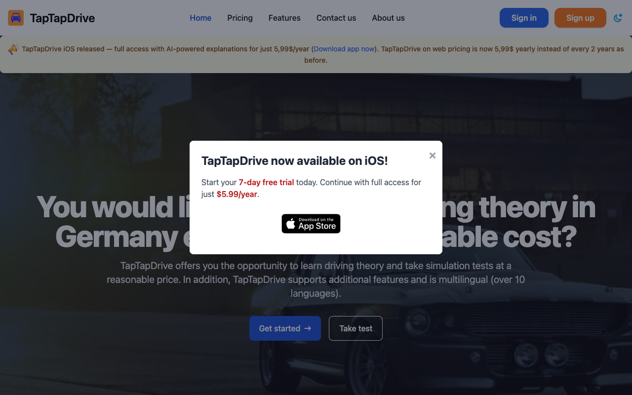 TapTapDrive - The best AI-powered app for mastering driving theory in Germany driving AI education