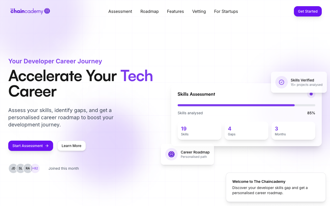 The Chaincademy - A tech career builder that helps you discover skill gaps and connect with startups
