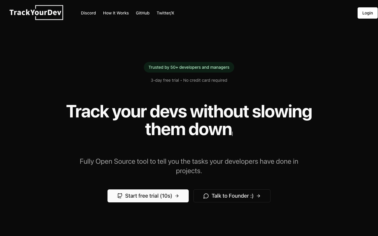 TrackYourDev - Simplifies task tracking for tech managers with AI