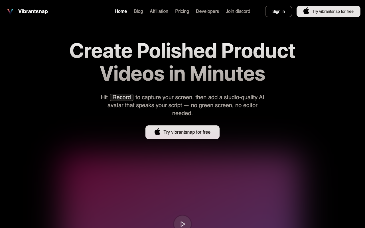 VibrantSnap - Create Stunning Product Videos Effortlessly with AI Avatars