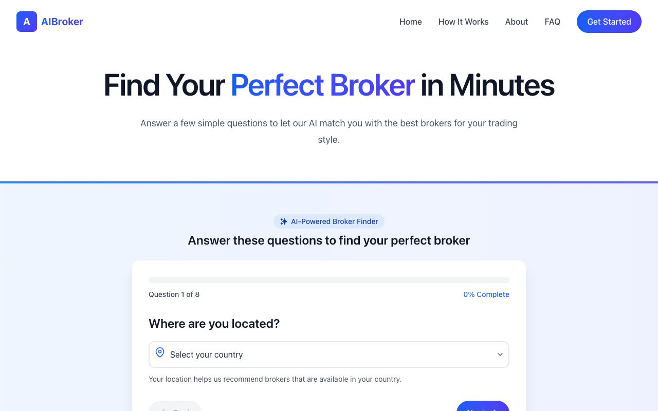 AI Broker Tool - Find your perfect broker with just a few questions