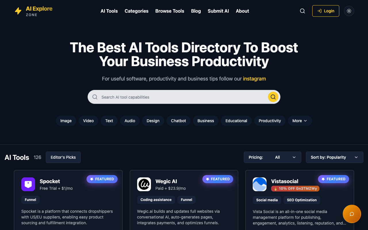 AI Explore Zone - The World's Best AI Tools Directory