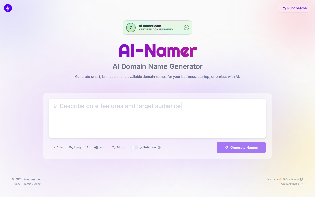 AI-Namer - An AI-powered domain name generator for finding available domains instantly