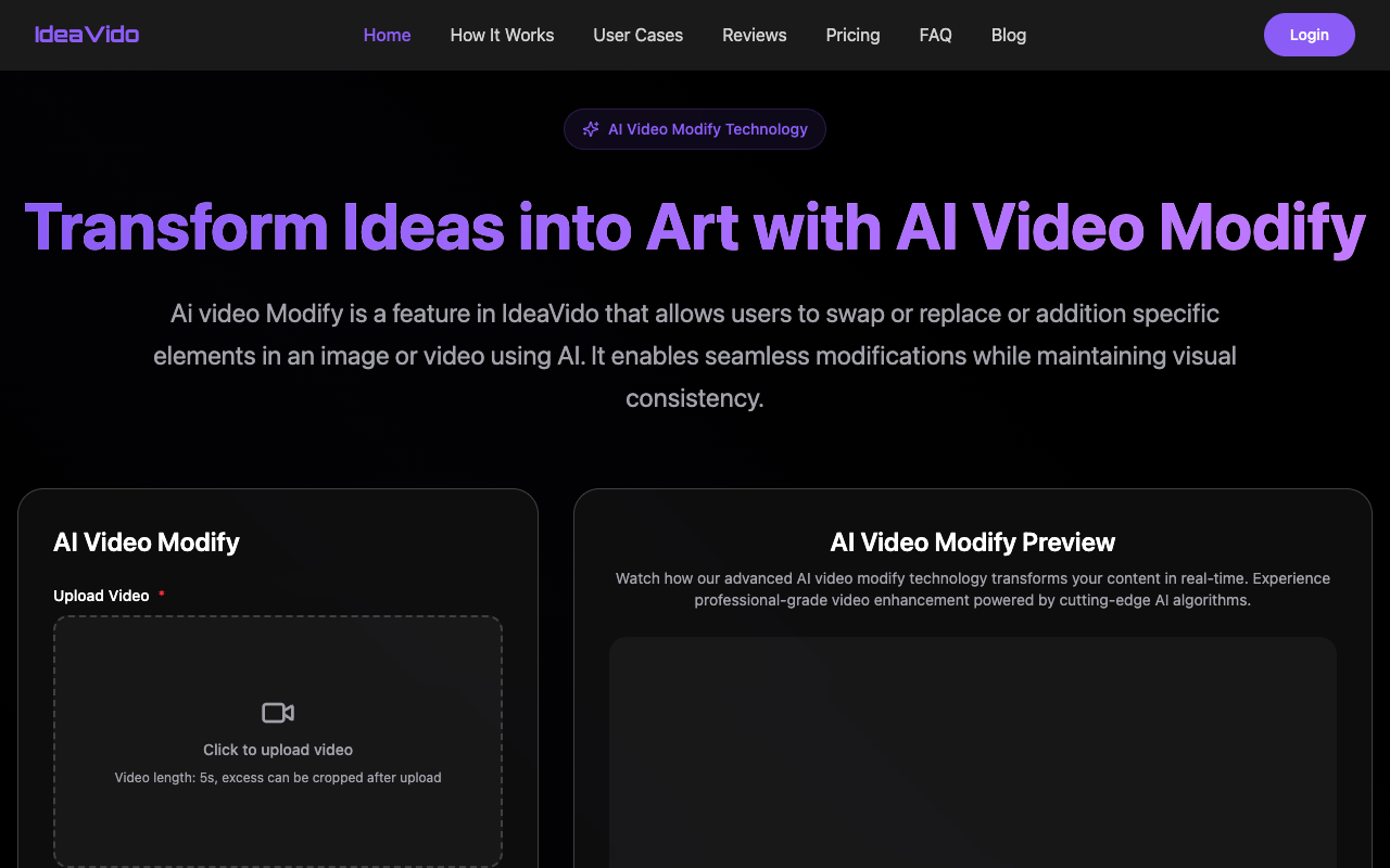 AI Video Modify - Enhance and Swap Video Content Instantly with Advanced AI Tools