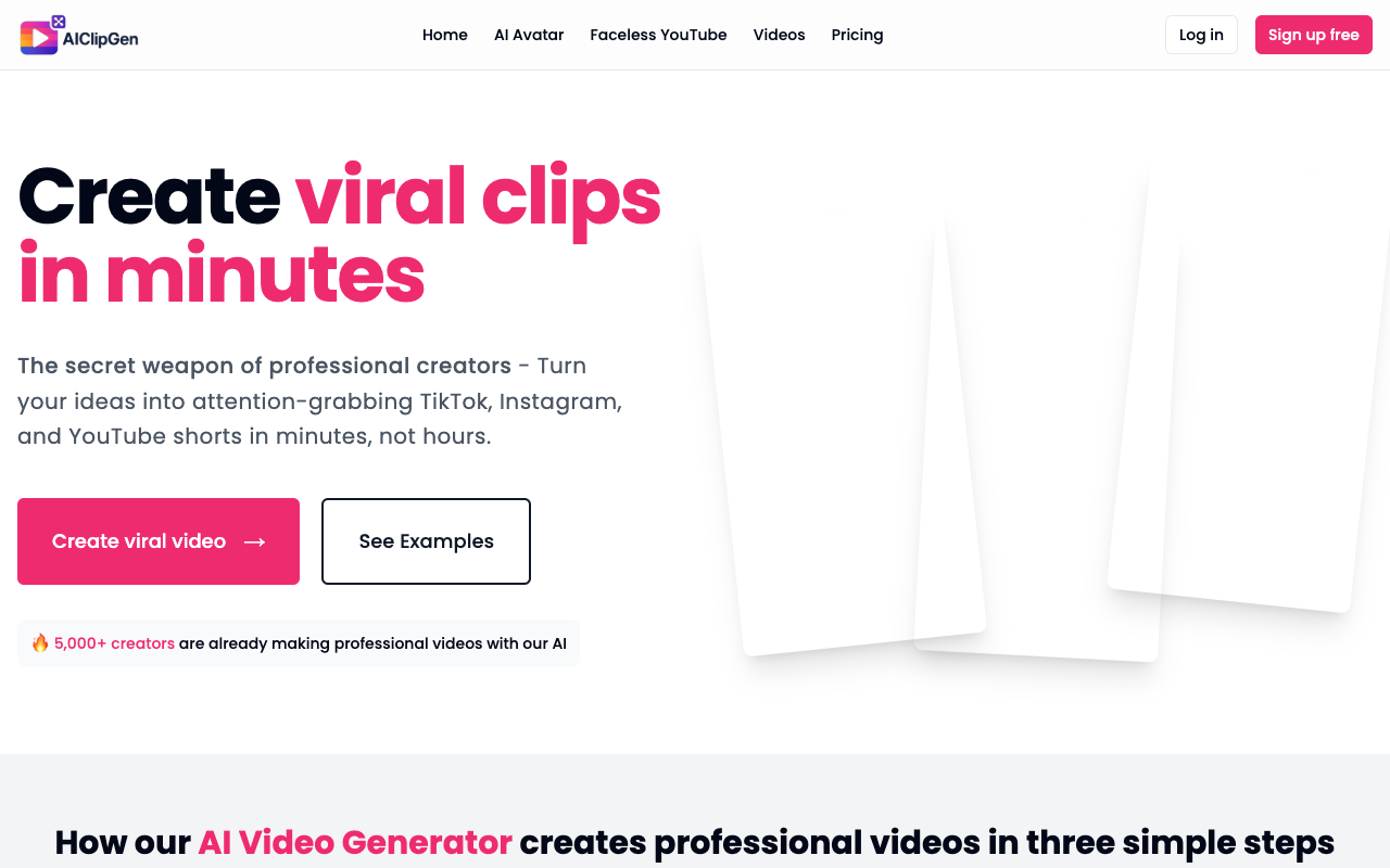 AIClipGen - A professional AI video generator for creating viral short videos in minutes