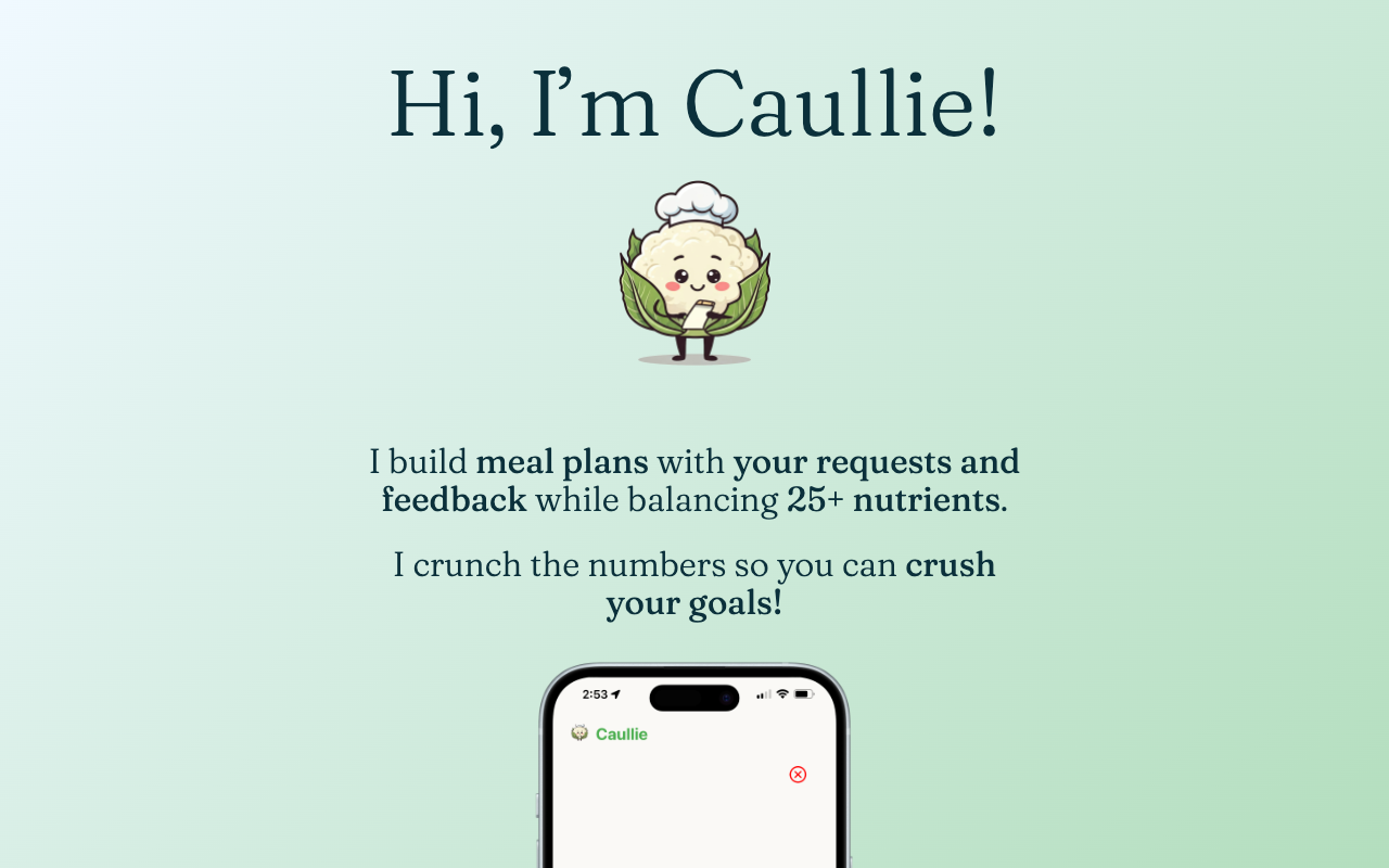 Caullie - An AI Nutrition Assistant that creates personalized meal plans for your dietary needs