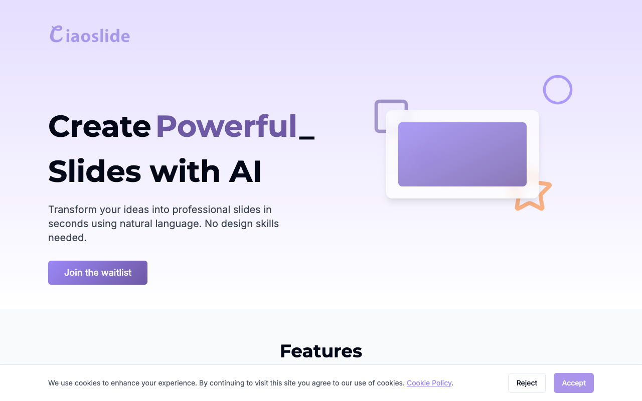 Ciaoslide - An AI tool that helps you create stunning presentations in seconds