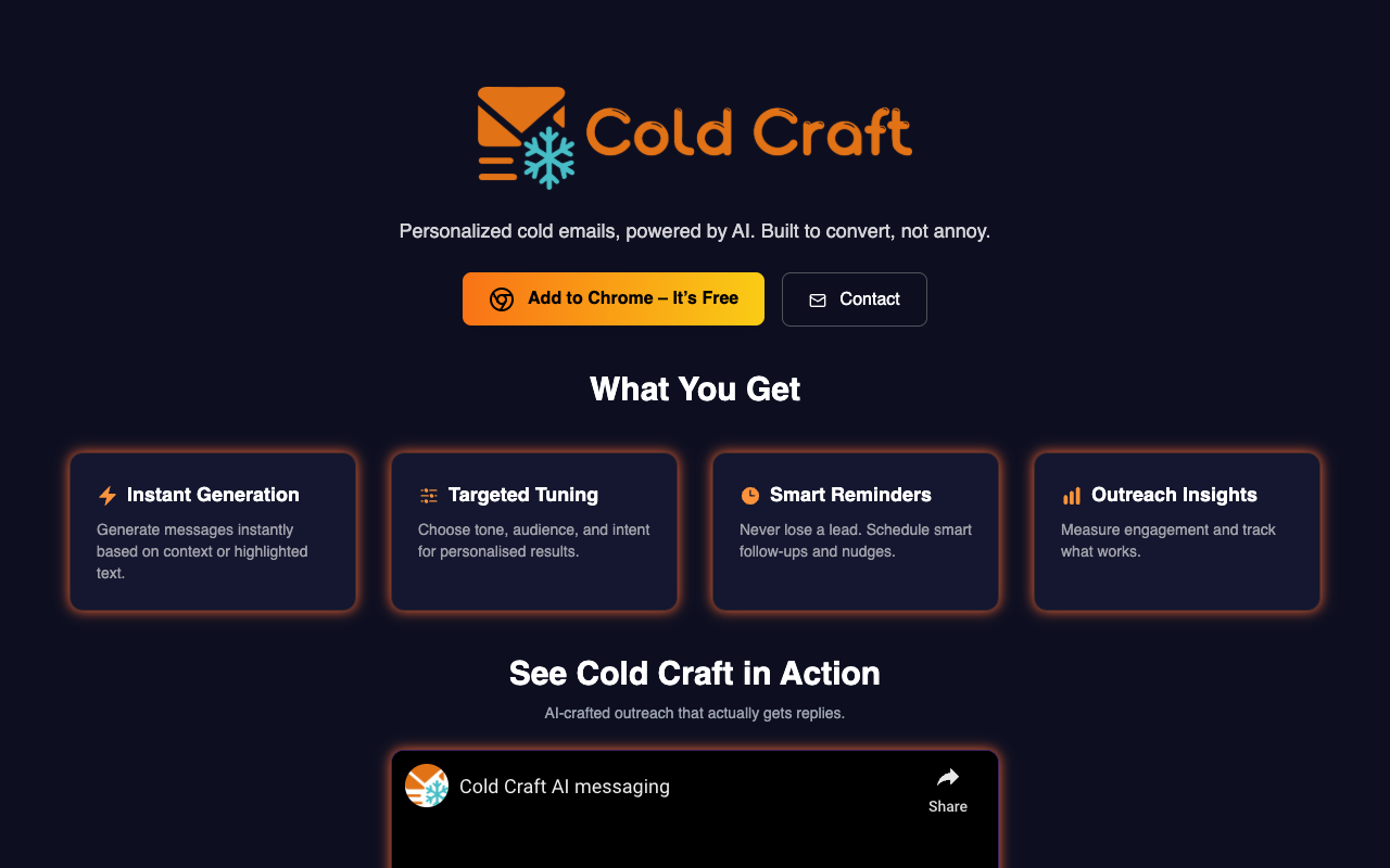 Cold Craft AI - An AI-powered tool for smarter cold outreach that gets results