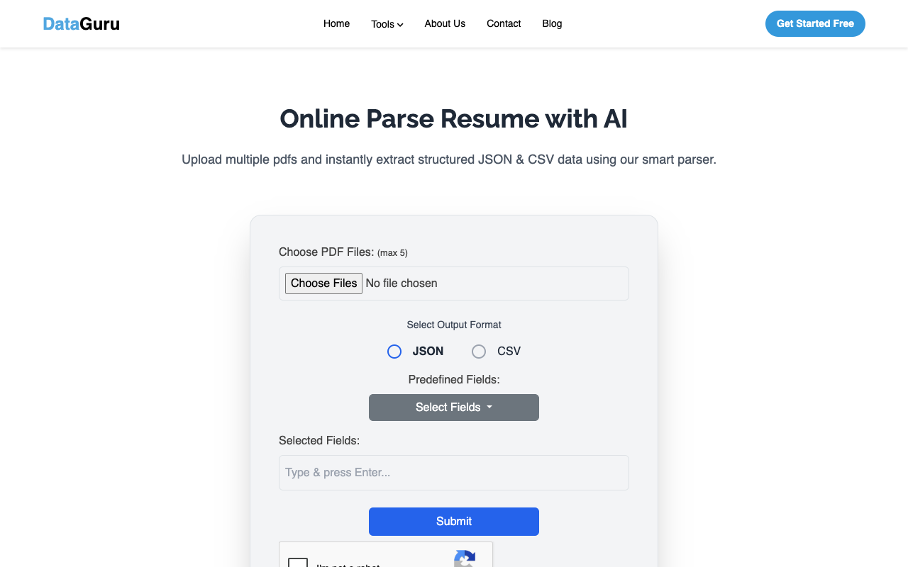 Convert bulk resume to JSON & CSV - Turn stacks of resumes into structured data, instantly.