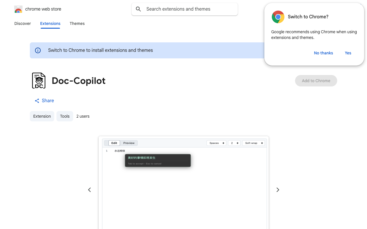Doc Copilot - An AI tool that helps you autocomplete text anywhere you write