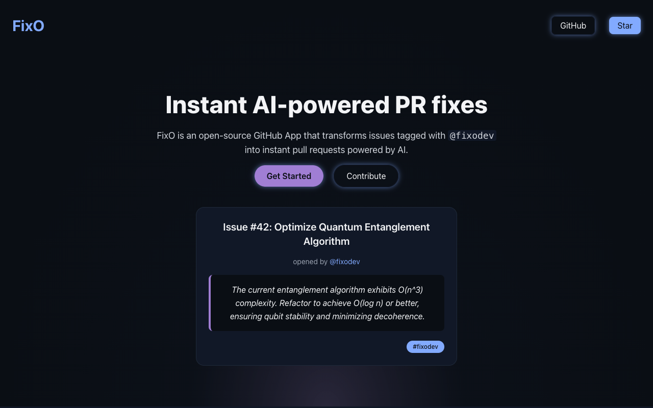 FixO - Instantly fix code issues with AI-powered GitHub PRs
