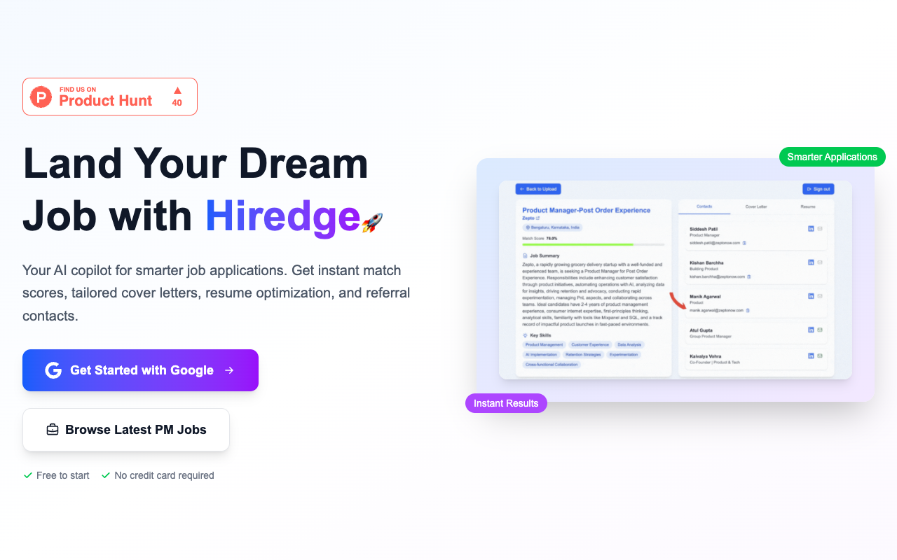 Hiredge - Your AI co-pilot for job applications