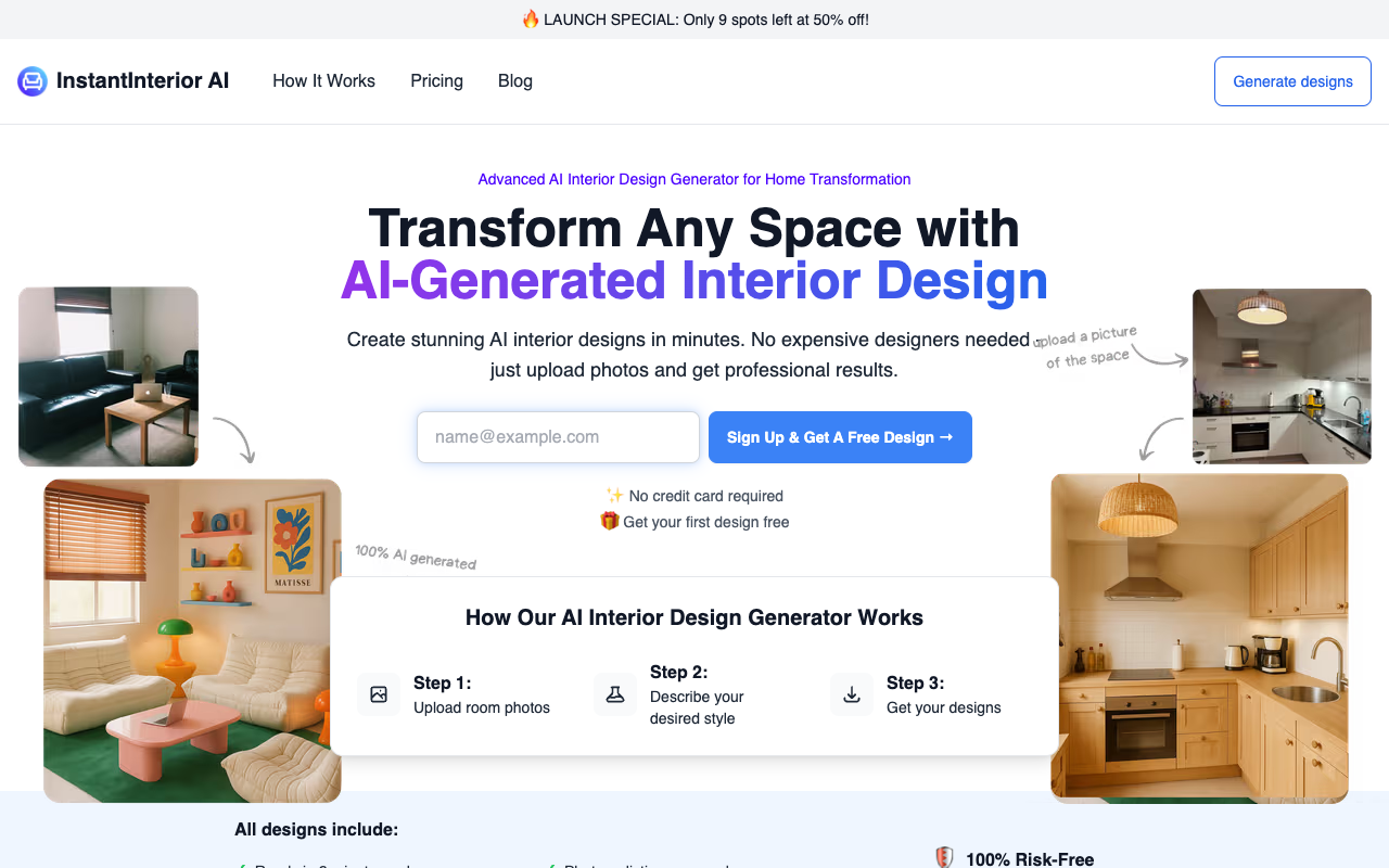 InstantInterior AI - Transform Your Space with AI-Powered Interior Design in Minutes