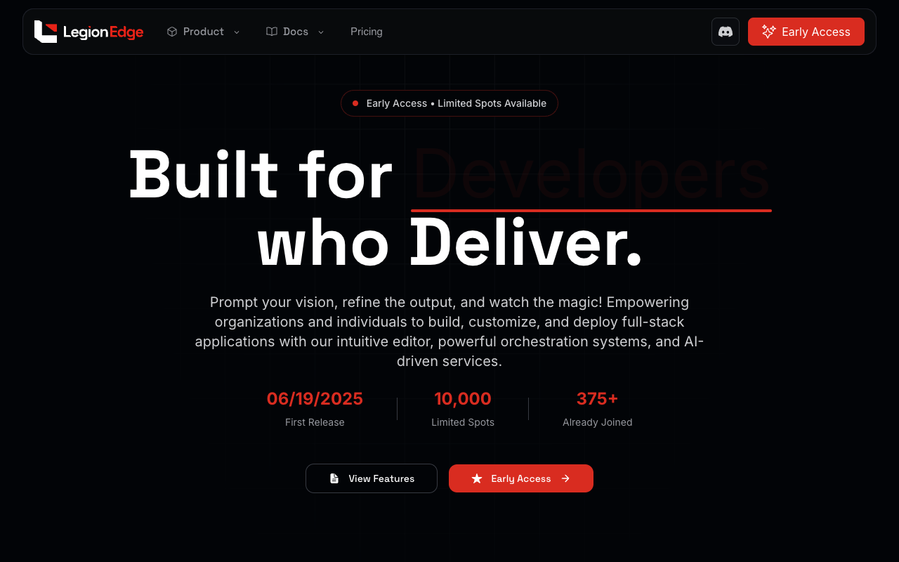LegionEdge - An innovative platform to prompt your vision and build full-stack applications