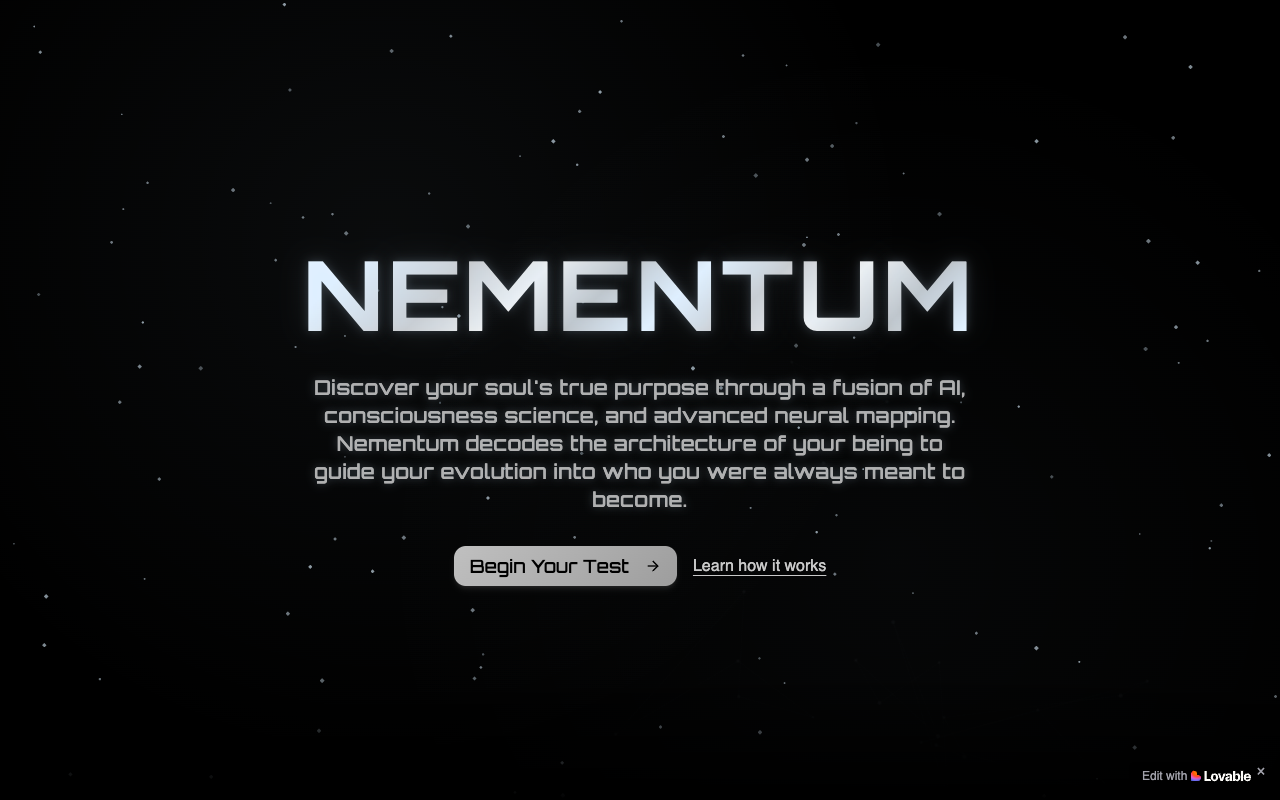 Nementum - An AI personality test to help you discover your soul purpose