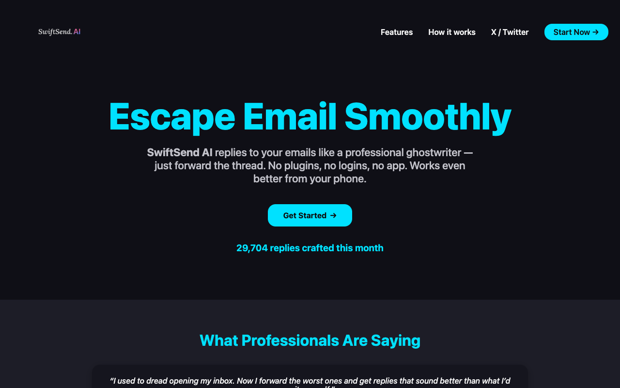 SwiftSend AI - An AI email assistant that crafts replies just by forwarding your emails