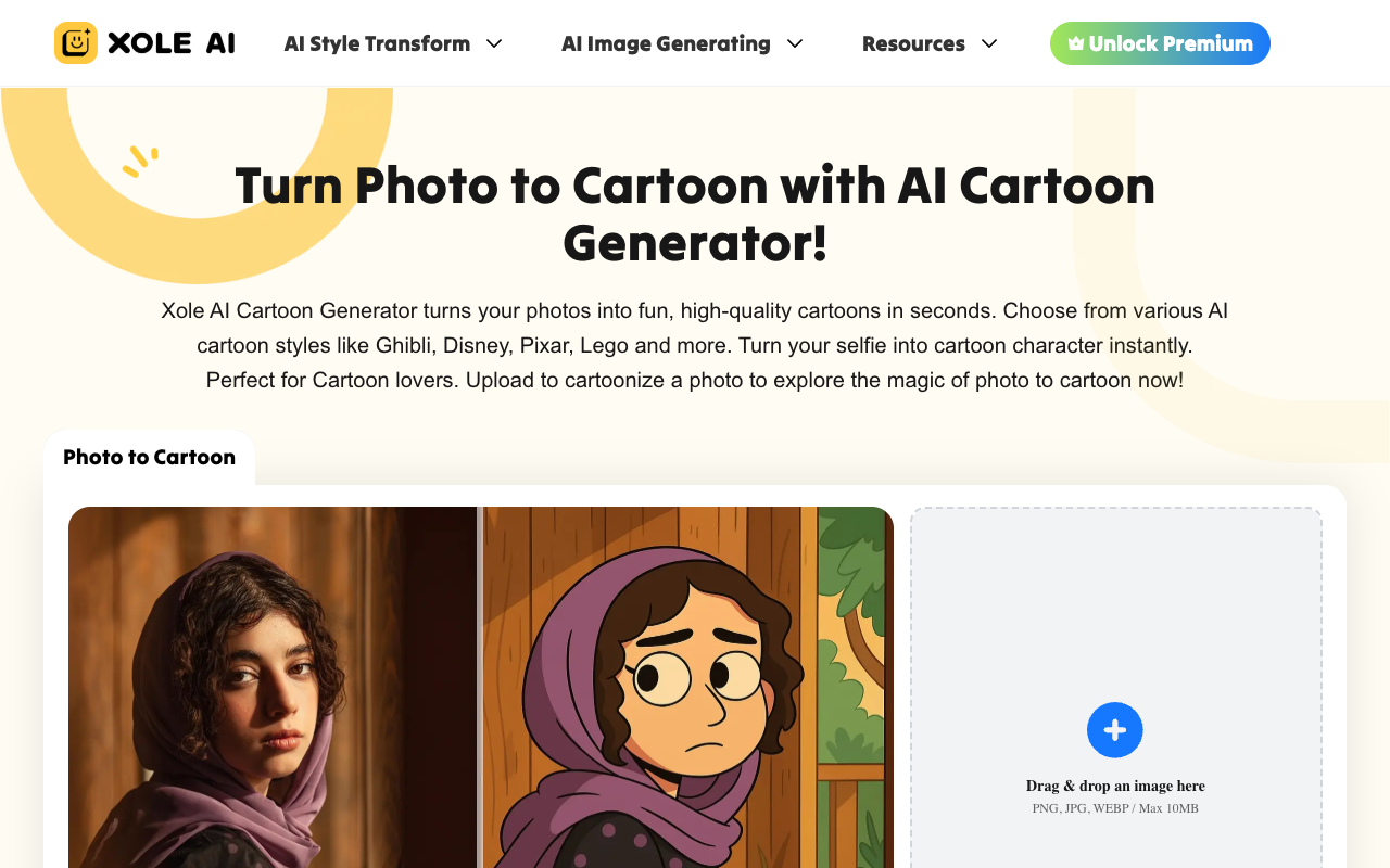 Xole AI Image Generator - An all-in-one tool to turn your photos into art, cartoons, and more
