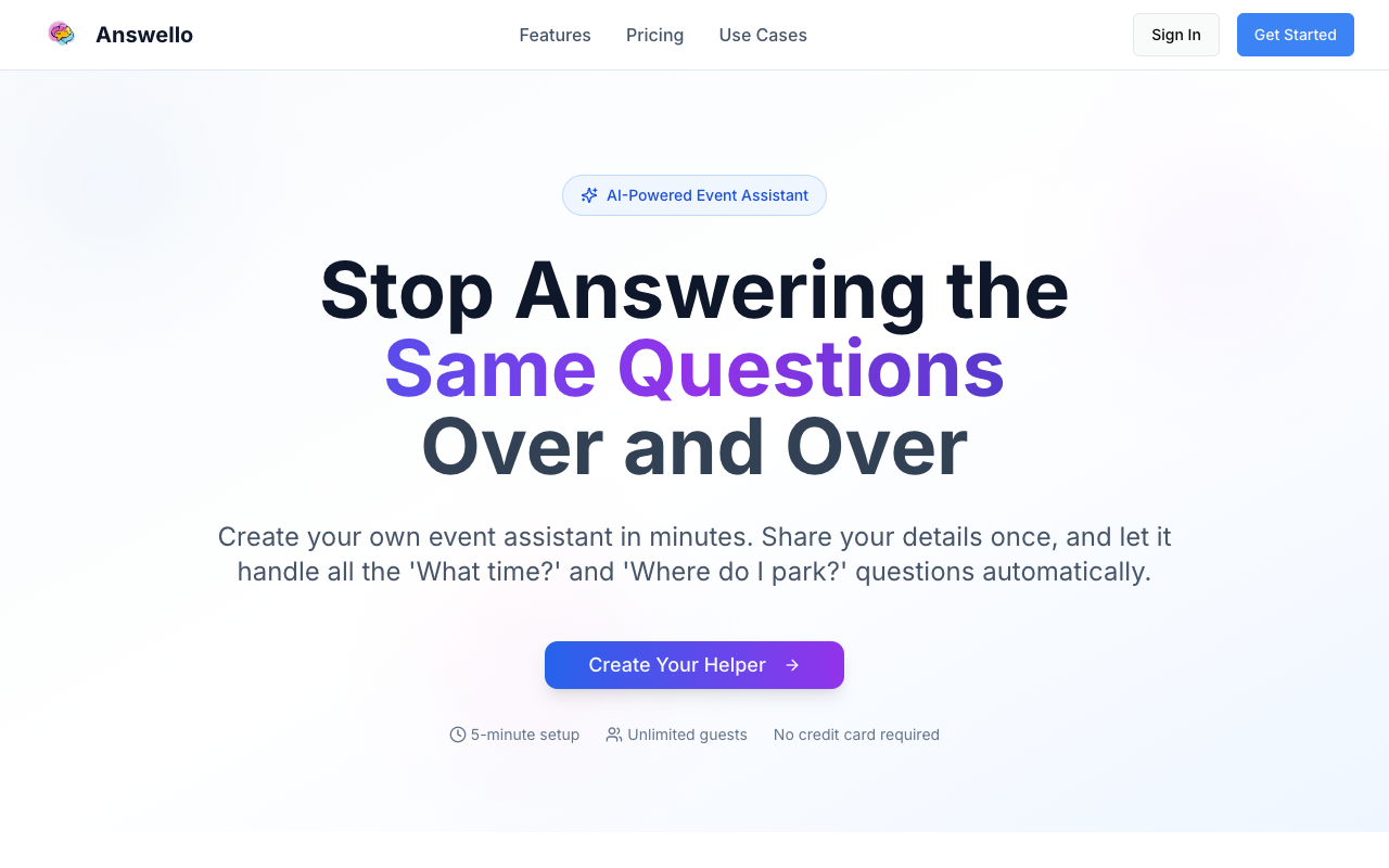 Answello - Create AI-powered event assistants for seamless guest interactions