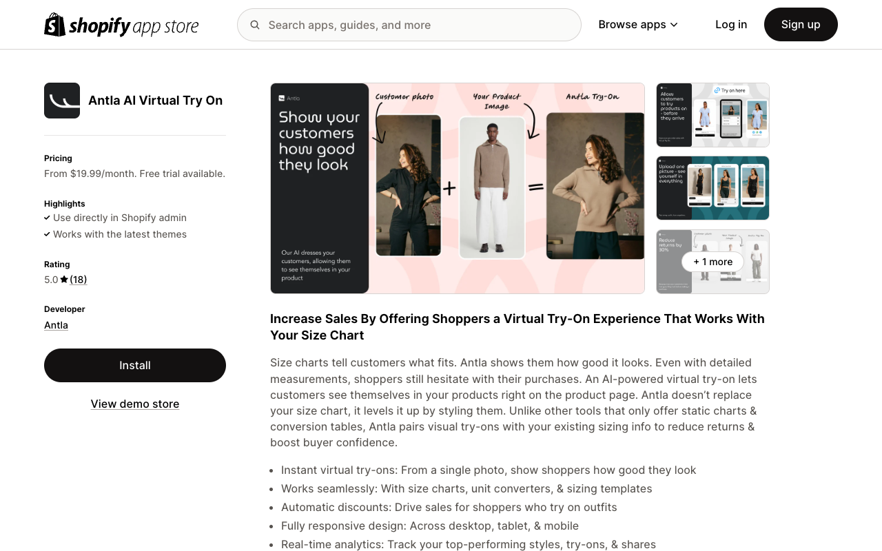 Antla AI Virtual Try On - Increase sales by showing shoppers how good they look