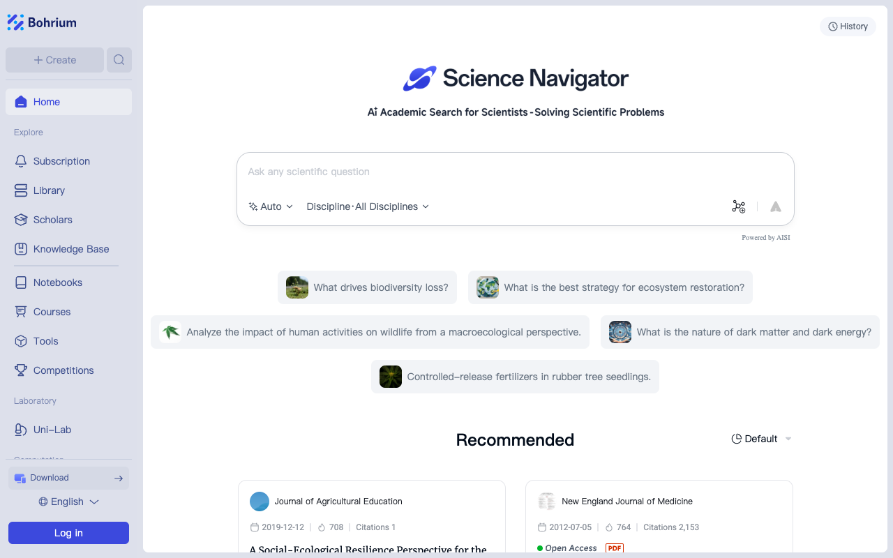 Bohrium - An AI-powered research platform that helps scientists find and analyze information