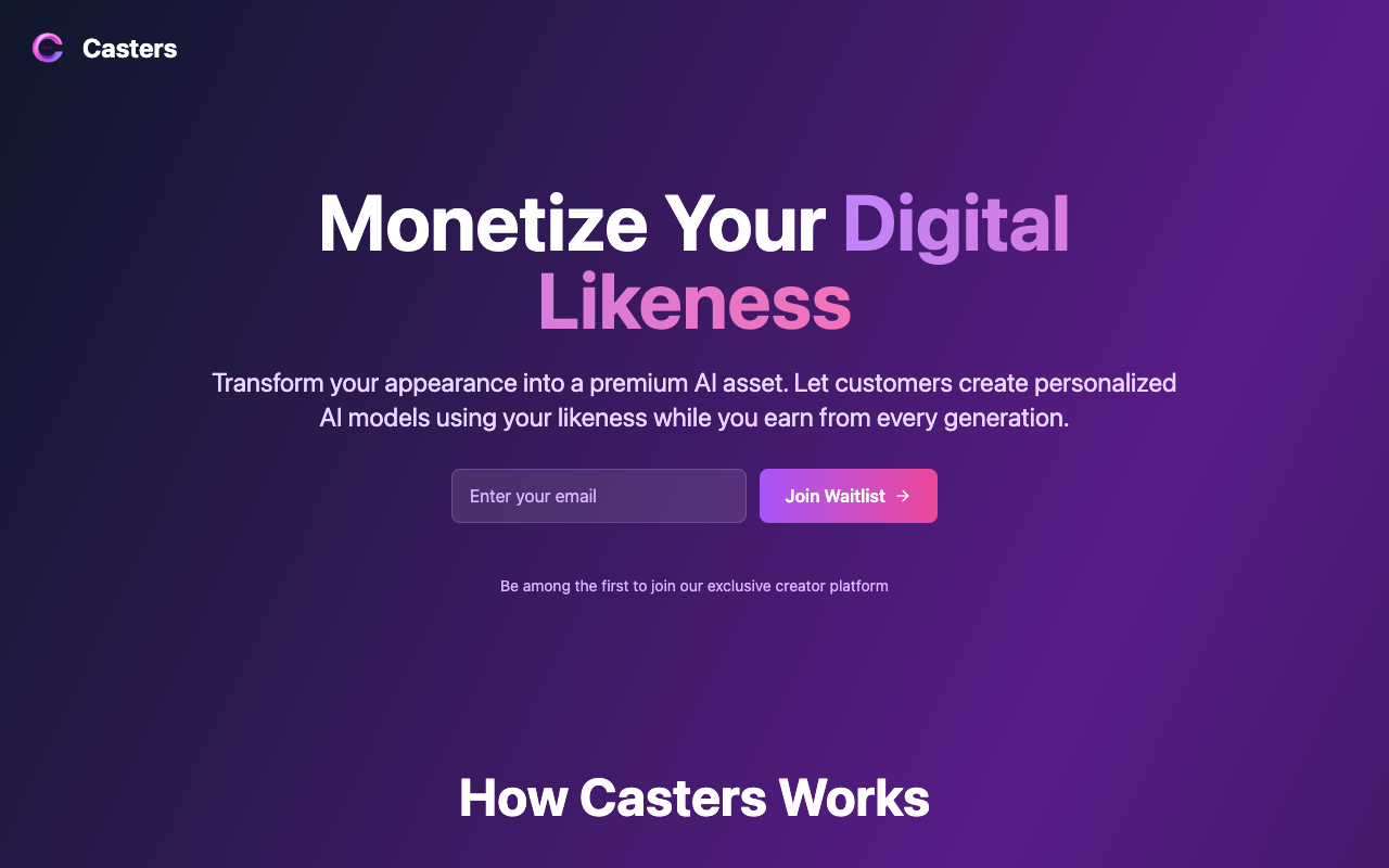 Casters - The AI marketplace for ethical digital likeness rights