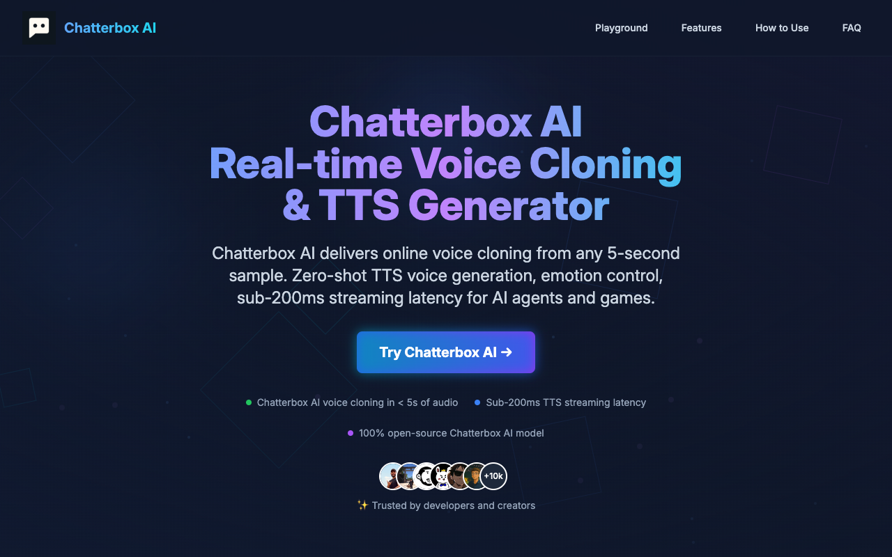 Chatterbox AI - A powerful online text-to-speech and voice cloning generator