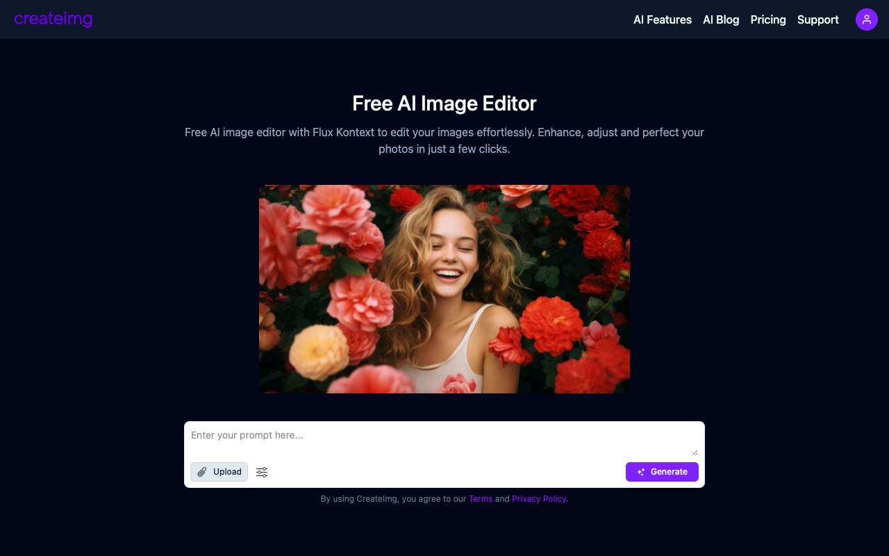 CreateImg - An AI image generator that creates stunning images from text in seconds