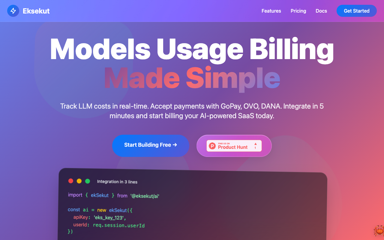 Eksekut - A Simple SDK to Start Billing Your AI-Powered SaaS
