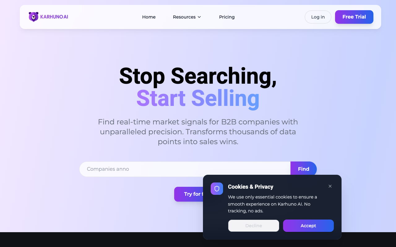 Karhuno AI - Find B2B leads when they’re ready to buy